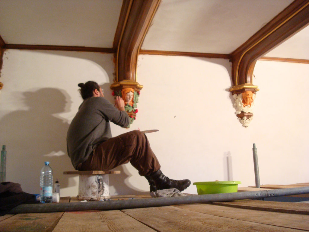 During the painting