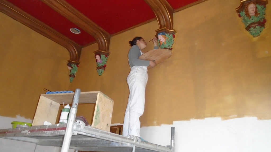 During the painting